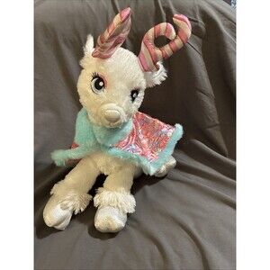 Build a Bear Glisten White Reindeer 18" Plush With Pink Sparkle Candy Cape